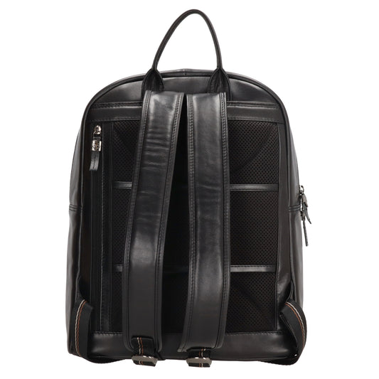 Lederrucksack 29x41cm in Schwarz mit Reißverschluss und Vortasche - leder-accessoires.com