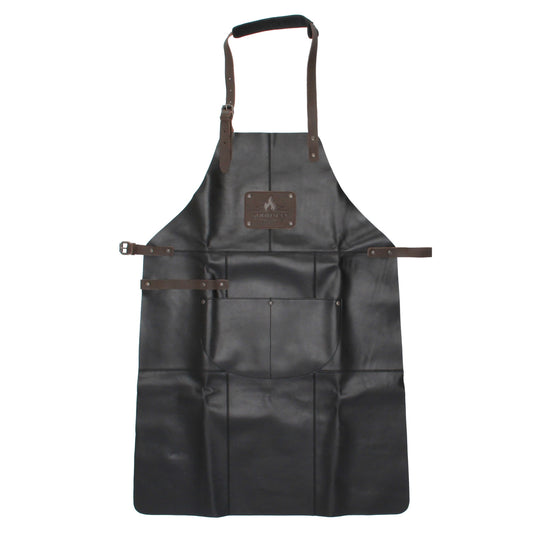 Lederschürze zum Grillen in Schwarz mit Vortasche - leder-accessoires.com