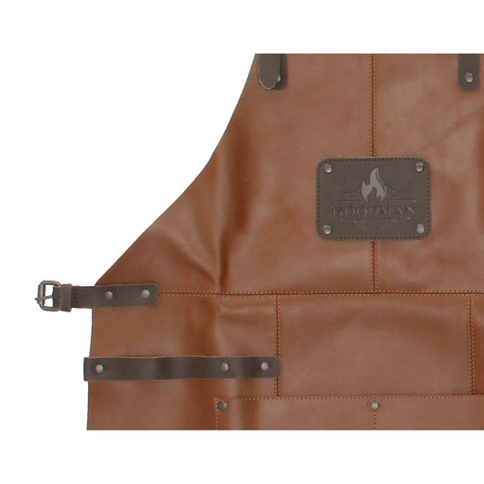 Lederschürze zum Grillen in Braun mit Vortasche - leder-accessoires.com