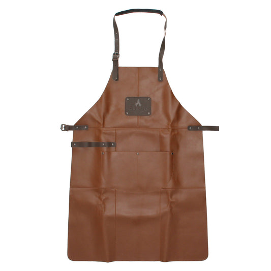 Lederschürze zum Grillen in Braun mit Vortasche - leder-accessoires.com