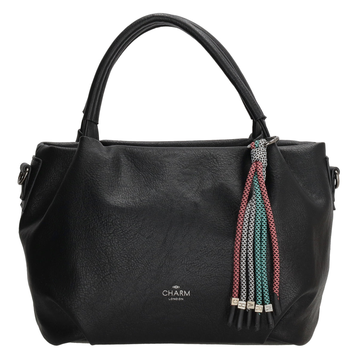 Schultertasche aus Kunstleder in Schwarz 28x21cm mit Reißverschluss - leder-accessoires.com