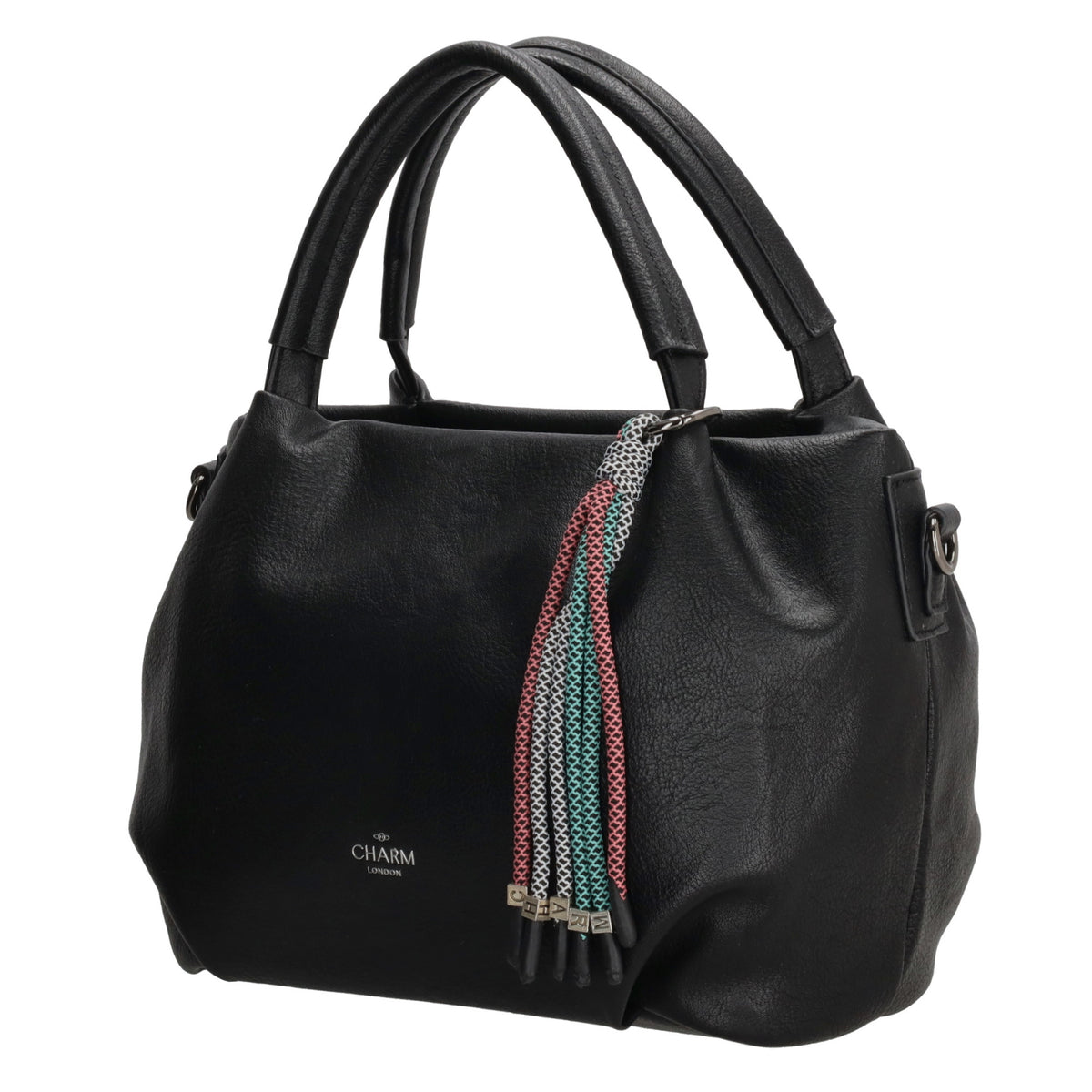 Schultertasche aus Kunstleder in Schwarz 28x21cm mit Reißverschluss - leder-accessoires.com