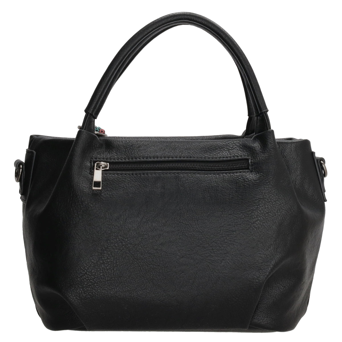 Schultertasche aus Kunstleder in Schwarz 28x21cm mit Reißverschluss - leder-accessoires.com