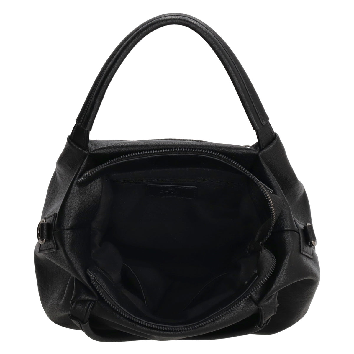 Schultertasche aus Kunstleder in Schwarz 28x21cm mit Reißverschluss - leder-accessoires.com