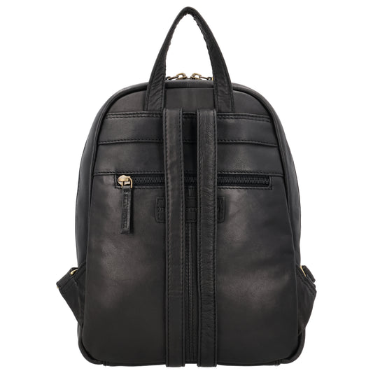 Rucksack 23,5 x 28,5cm in Schwarz mit Reißverschluss und Vortasche - leder-accessoires.com