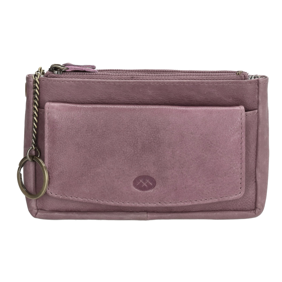 Schlüsseletui 15x9,5cm in Flieder aus Leder mit Spiegel - leder-accessoires.com