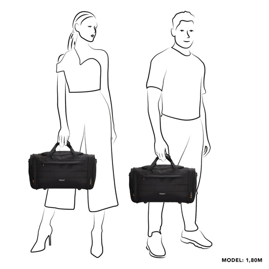 Reisetasche 55 x 30cm in Schwarz mit Seitentaschen - leder-accessoires.com