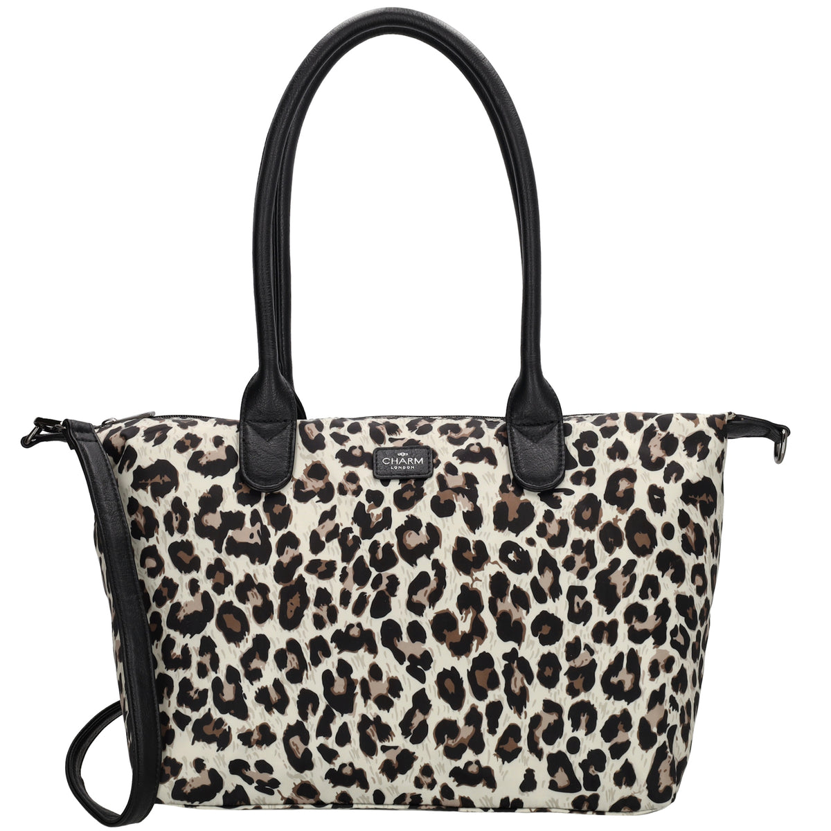 Schultertasche 42x25cm in Leo|Beige aus Nylon - leder-accessoires.com