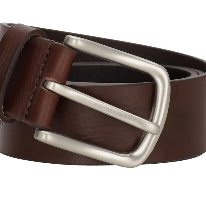 Brauner Leder Jeansgürtel 4cm Breite mit Silberschließe - leder-accessoires.com