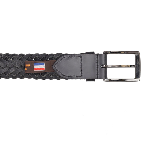 Ledergürtel geflochten in Schwarz 35mm mit Dornschließe - leder-accessoires.com
