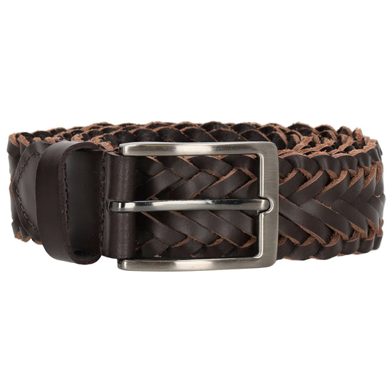 Ledergürtel geflochten in Braun 35mm mit Dornschließe - leder-accessoires.com