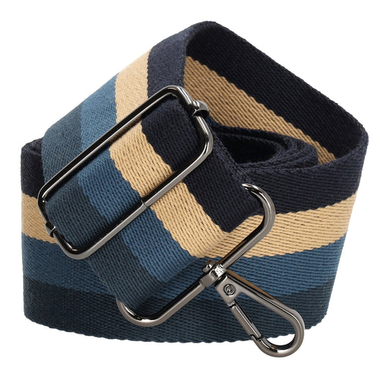 Taschenriemen|Wechselriemen 140cm in Blau|Beige|Marine gestreift - leder-accessoires.com