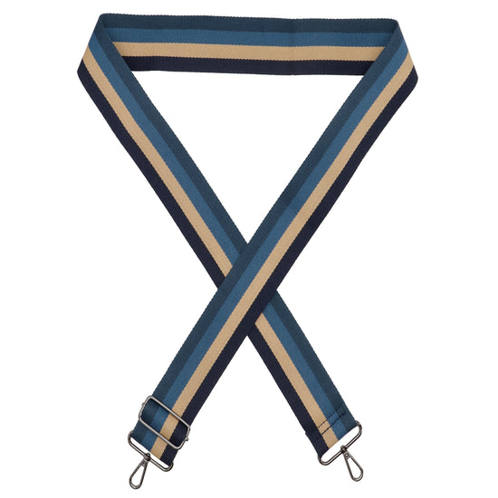 Taschenriemen|Wechselriemen 140cm in Blau|Beige|Marine gestreift - leder-accessoires.com