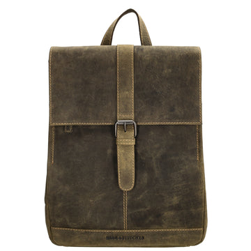 Rucksack 25,5x 23,5cm in Oliv mit Überschlag und Magnetverschluss aus Leder - leder-accessoires.com