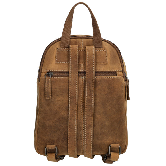 Lederrucksack 20,5 x 28,5cm in Braun mit Reißverschluss und Vortasche - leder-accessoires.com