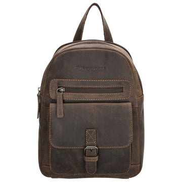 Lederrucksack 20,5 x 28,5cm in Dunkelbraun mit Reißverschluss und Vortasche - leder-accessoires.com