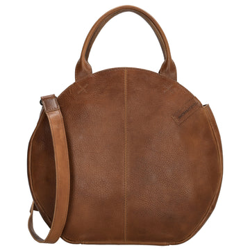 Rundtasche in Braun 36 x 32cm mit Reißverschluss aus Leder - leder-accessoires.com