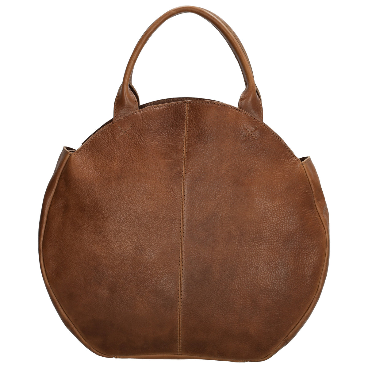 Rundtasche in Braun 36 x 32cm mit Reißverschluss aus Leder - leder-accessoires.com