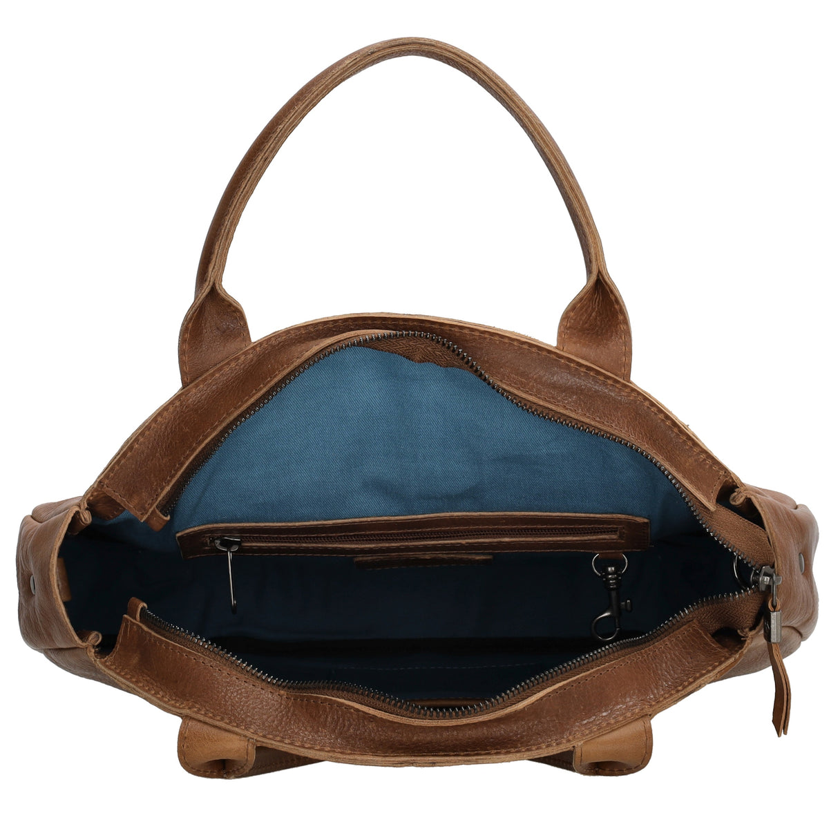 Rundtasche in Braun 36 x 32cm mit Reißverschluss aus Leder - leder-accessoires.com