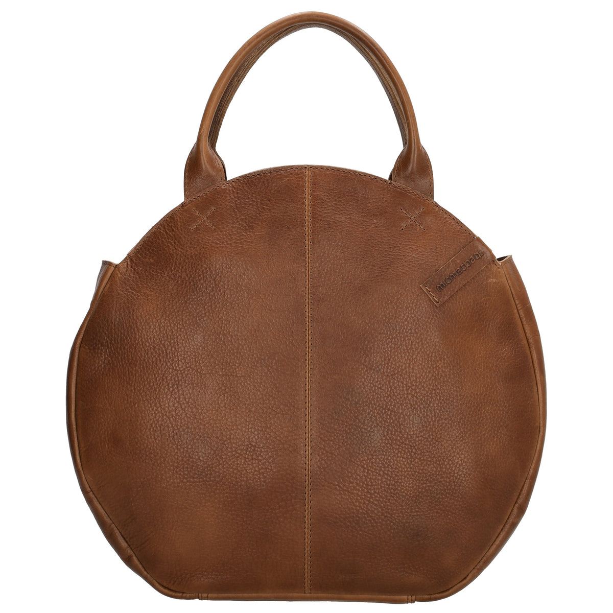 Rundtasche in Braun 36 x 32cm mit Reißverschluss aus Leder - leder-accessoires.com