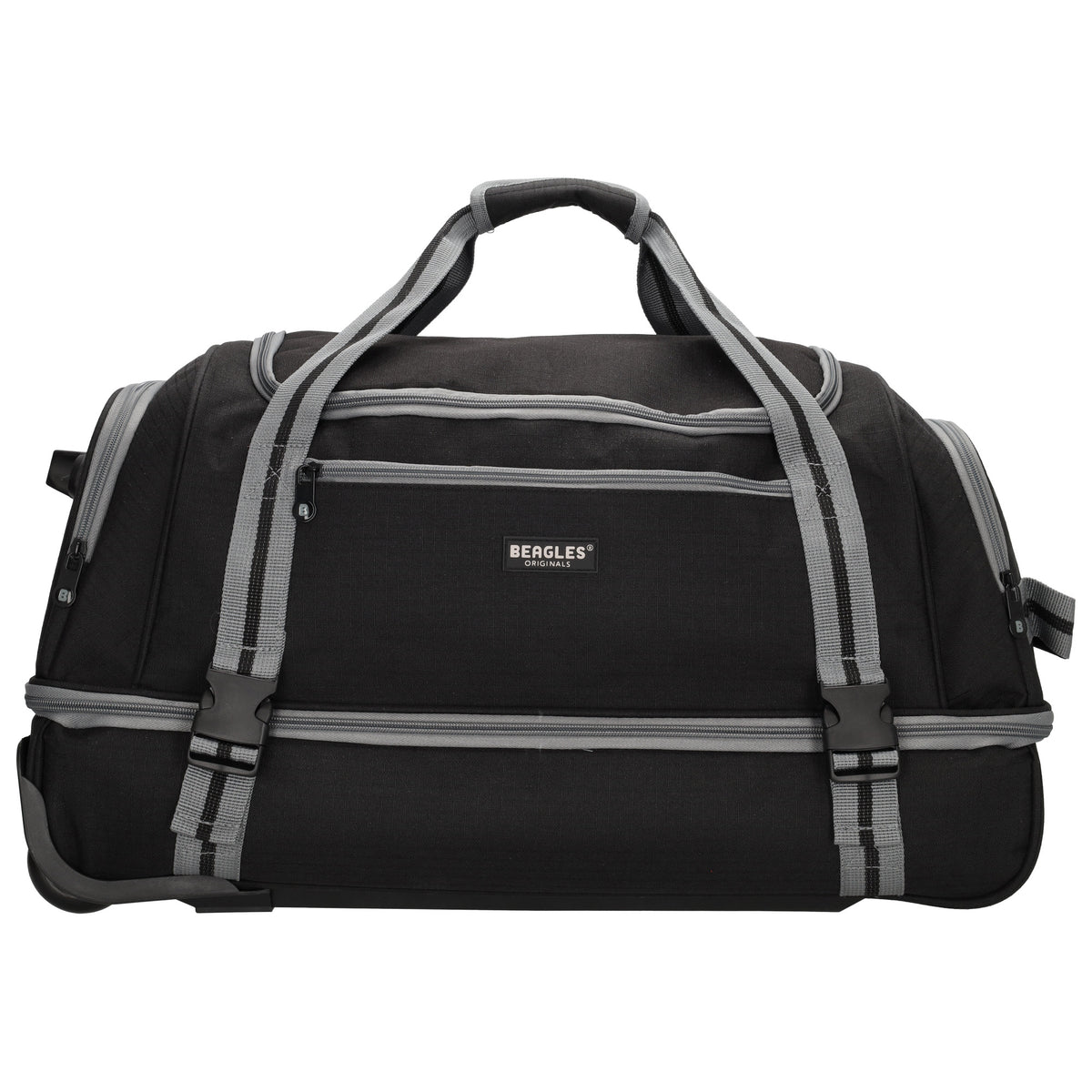 Trolleyreisetasche 60 x 32cm in Schwarz mit separatem Staufach unten - leder-accessoires.com