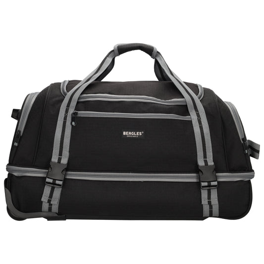 Trolleyreisetasche 60 x 32cm in Schwarz mit separatem Staufach unten - leder-accessoires.com
