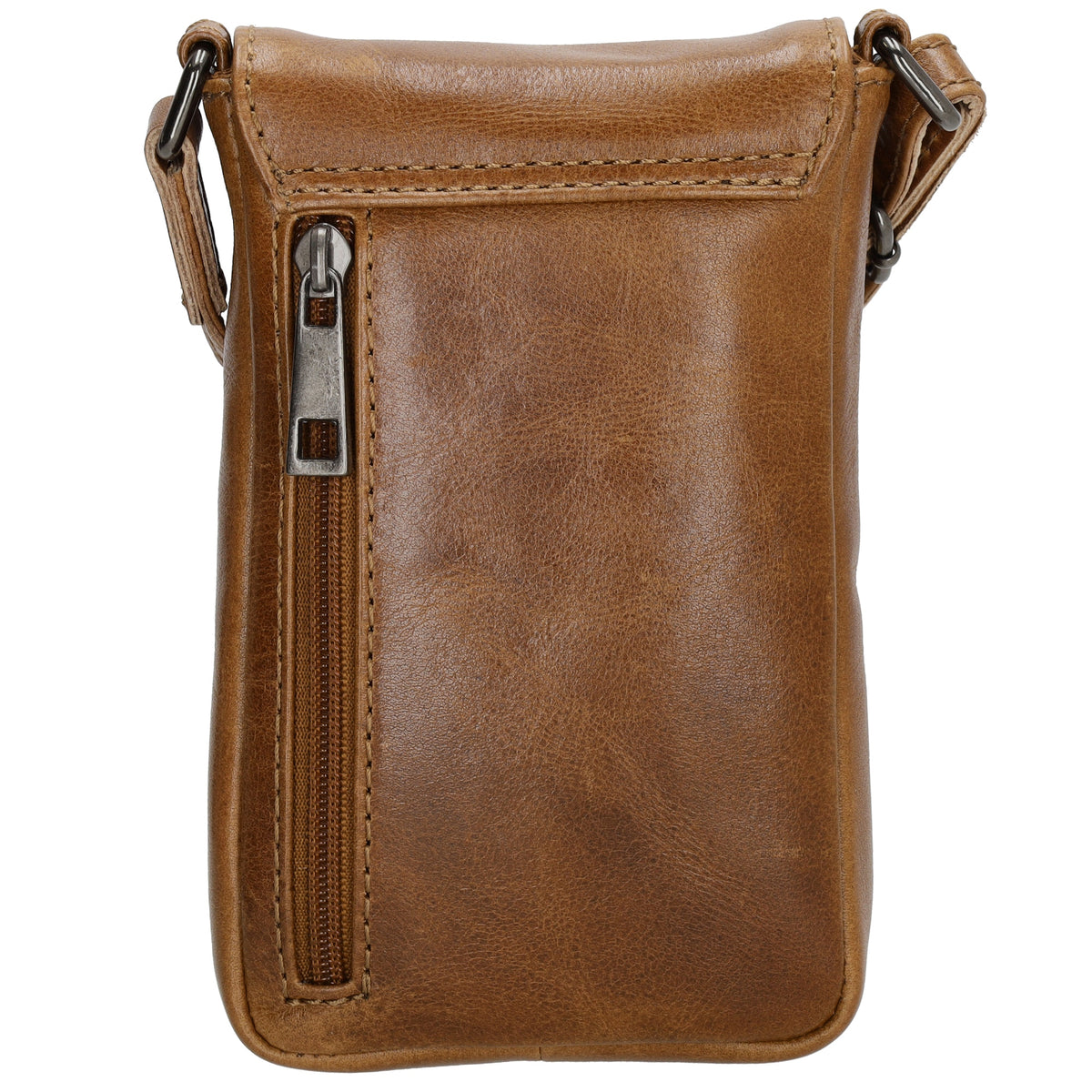 Handytasche| Minibag 10,5 x 16,5cm in Braun aus Leder mit Überschlag - leder-accessoires.com