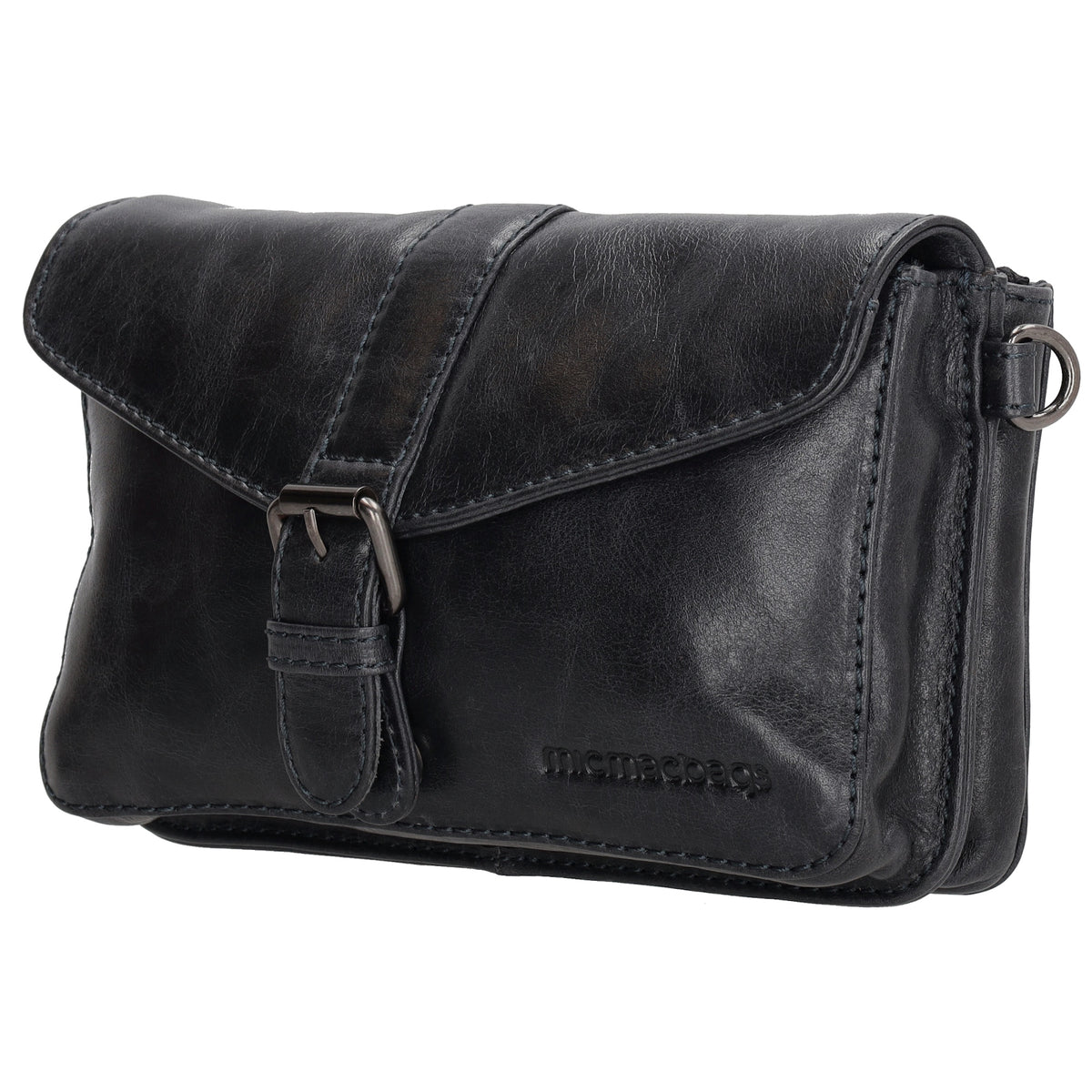 Umhängetasche| Gürteltasche 19 x 11,5cm in Dunkelblau aus Leder - leder-accessoires.com