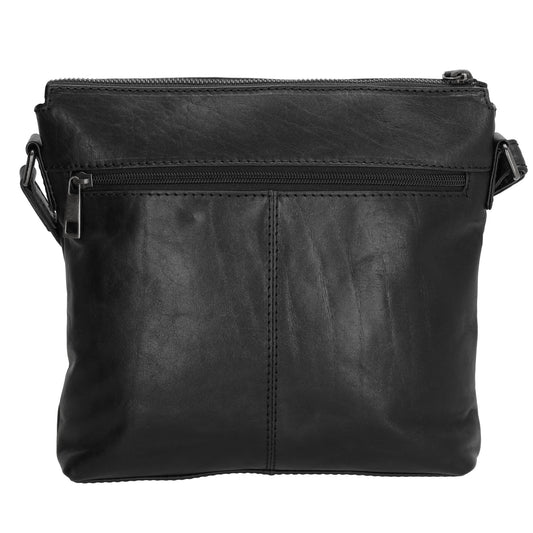 Schultertasche 25,5x23,5cm in Schwarz aus Leder - leder-accessoires.com