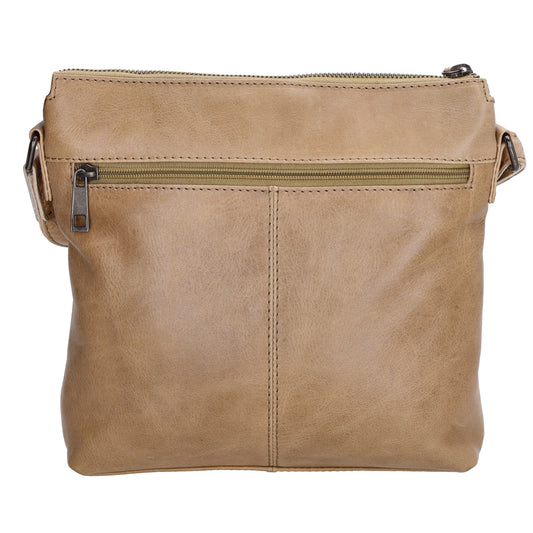 Schultertasche 25,5x23,5cm in Beige|Natur aus Leder - leder-accessoires.com