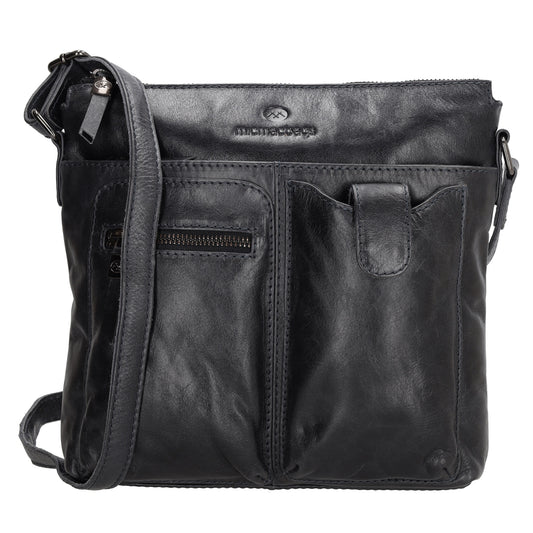 Schultertasche 25,5x23,5cm in Blau|Marine aus Leder - leder-accessoires.com