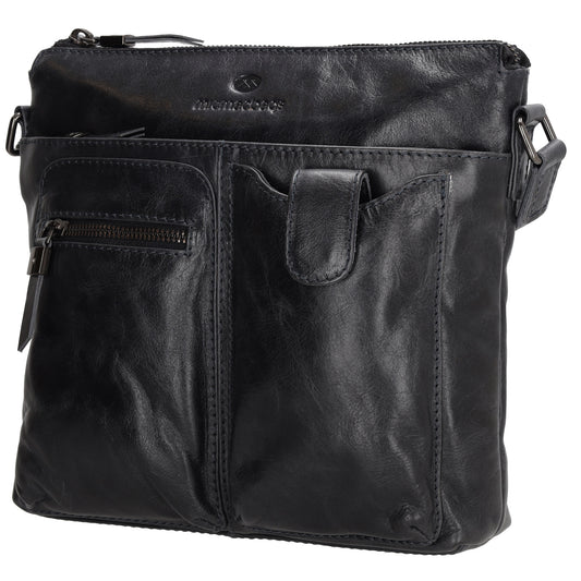 Schultertasche 25,5x23,5cm in Blau|Marine aus Leder - leder-accessoires.com