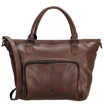 Schultertasche 31 x 29cm in Braun aus Leder mit Reißverschluss - leder-accessoires.com
