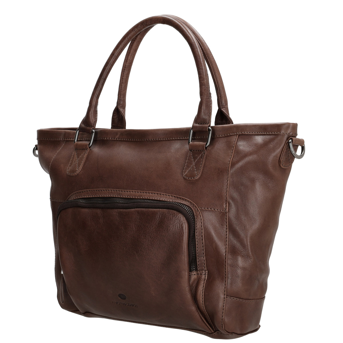 Schultertasche 31 x 29cm in Braun aus Leder mit Reißverschluss - leder-accessoires.com