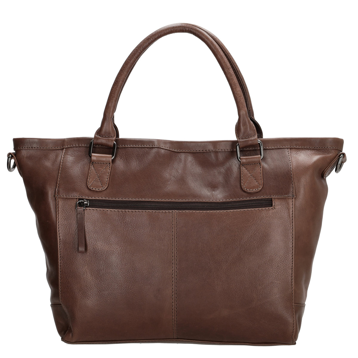 Schultertasche 31 x 29cm in Braun aus Leder mit Reißverschluss - leder-accessoires.com