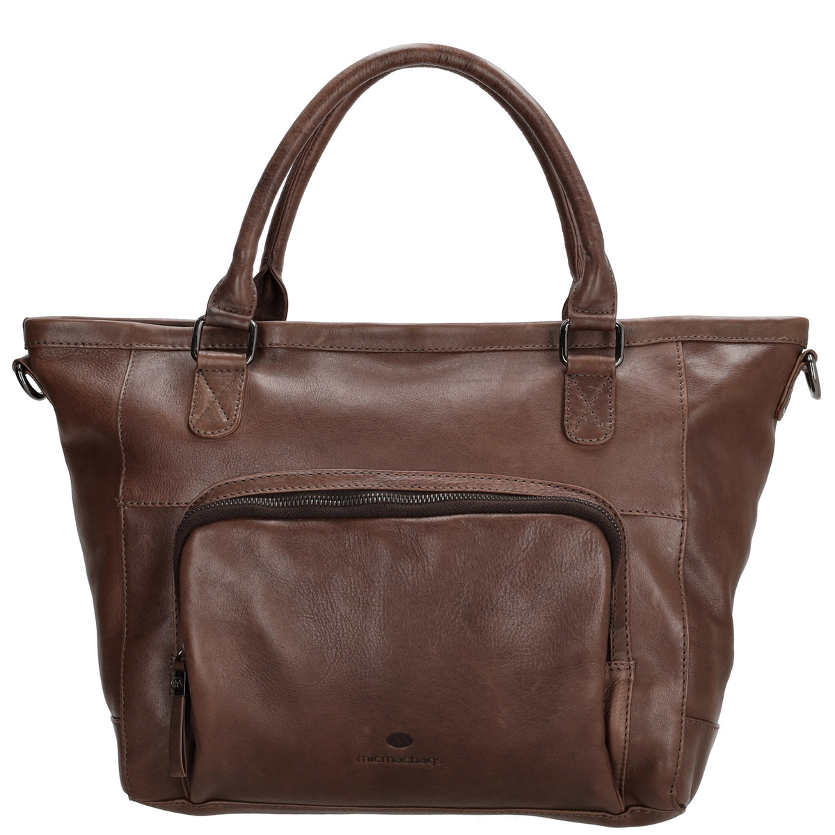 Schultertasche 31 x 29cm in Braun aus Leder mit Reißverschluss - leder-accessoires.com