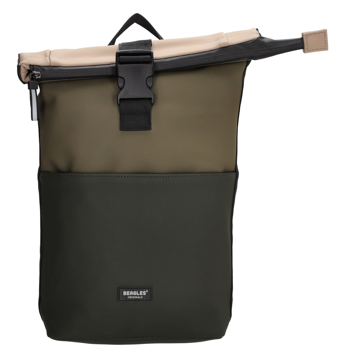Rolltop-Rucksack 28x42cm in Olivgrün mit Reißverschluss und Steckfach - leder-accessoires.com