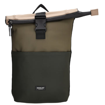 Rolltop-Rucksack 28x42cm in Olivgrün mit Reißverschluss und Steckfach - leder-accessoires.com