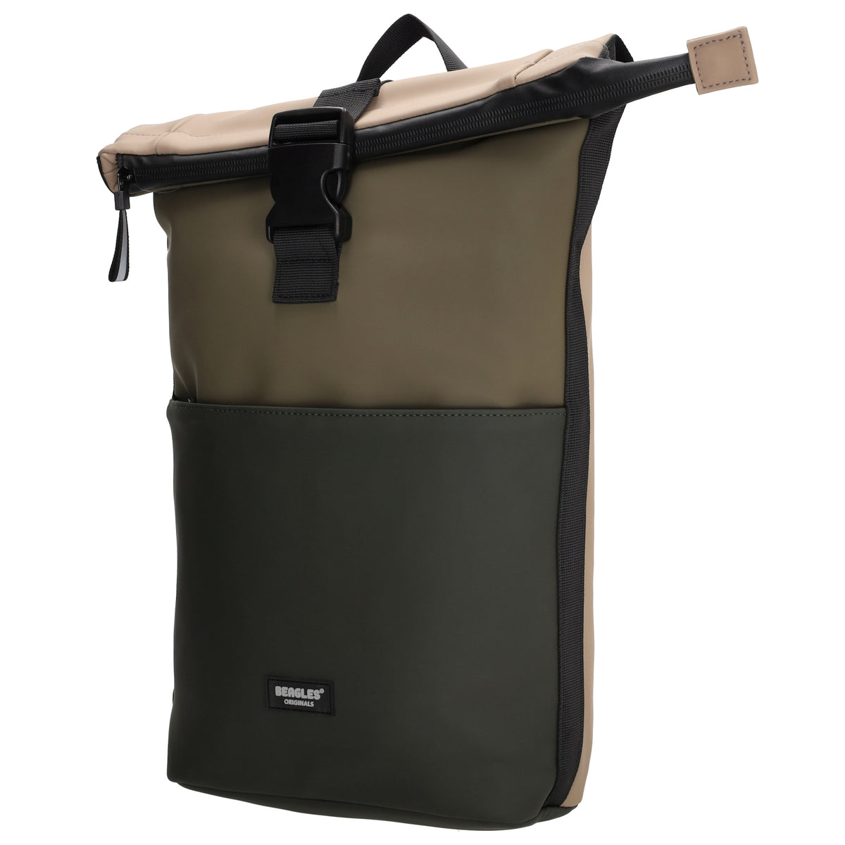 Rolltop-Rucksack 28x42cm in Olivgrün mit Reißverschluss und Steckfach - leder-accessoires.com