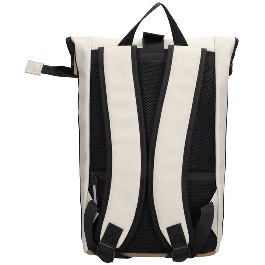 Rolltop-Rucksack 28x42cm in Beige mit Reißverschluss und Steckfach - leder-accessoires.com