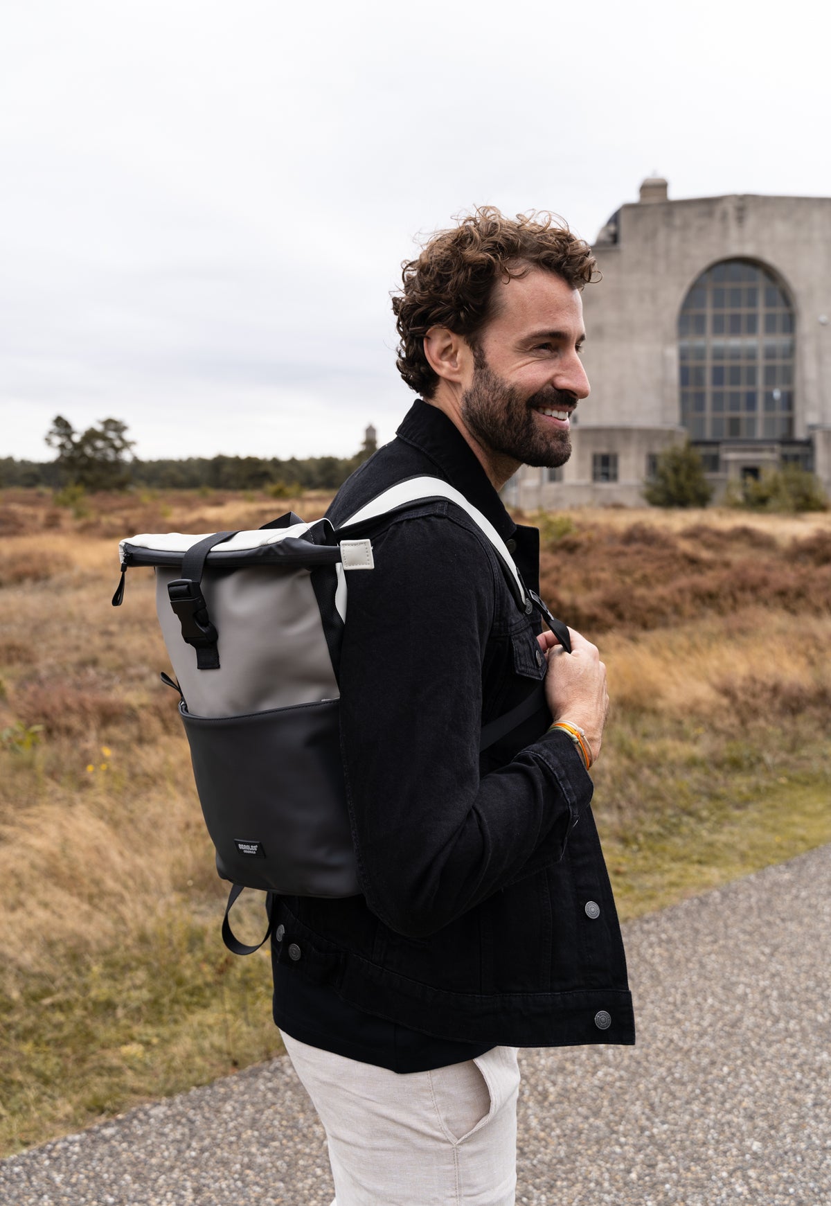 Rolltop-Rucksack 28x42cm in Petrol|Pink mit Reißverschluss und Steckfach - leder-accessoires.com