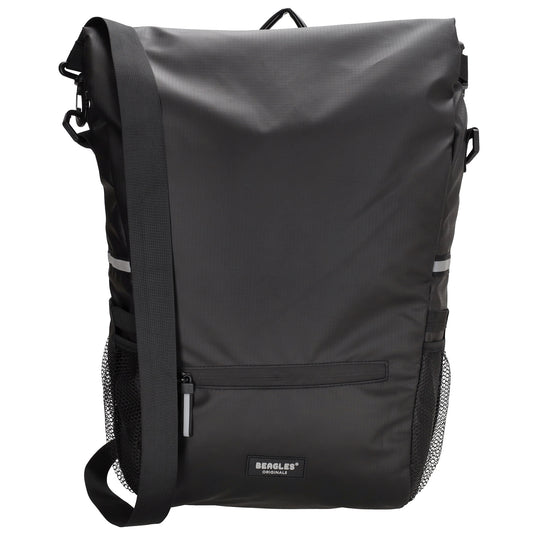 Fahrradtasche|Schultertasche mit Überschlag 48x26cm in Schwarz - leder-accessoires.com