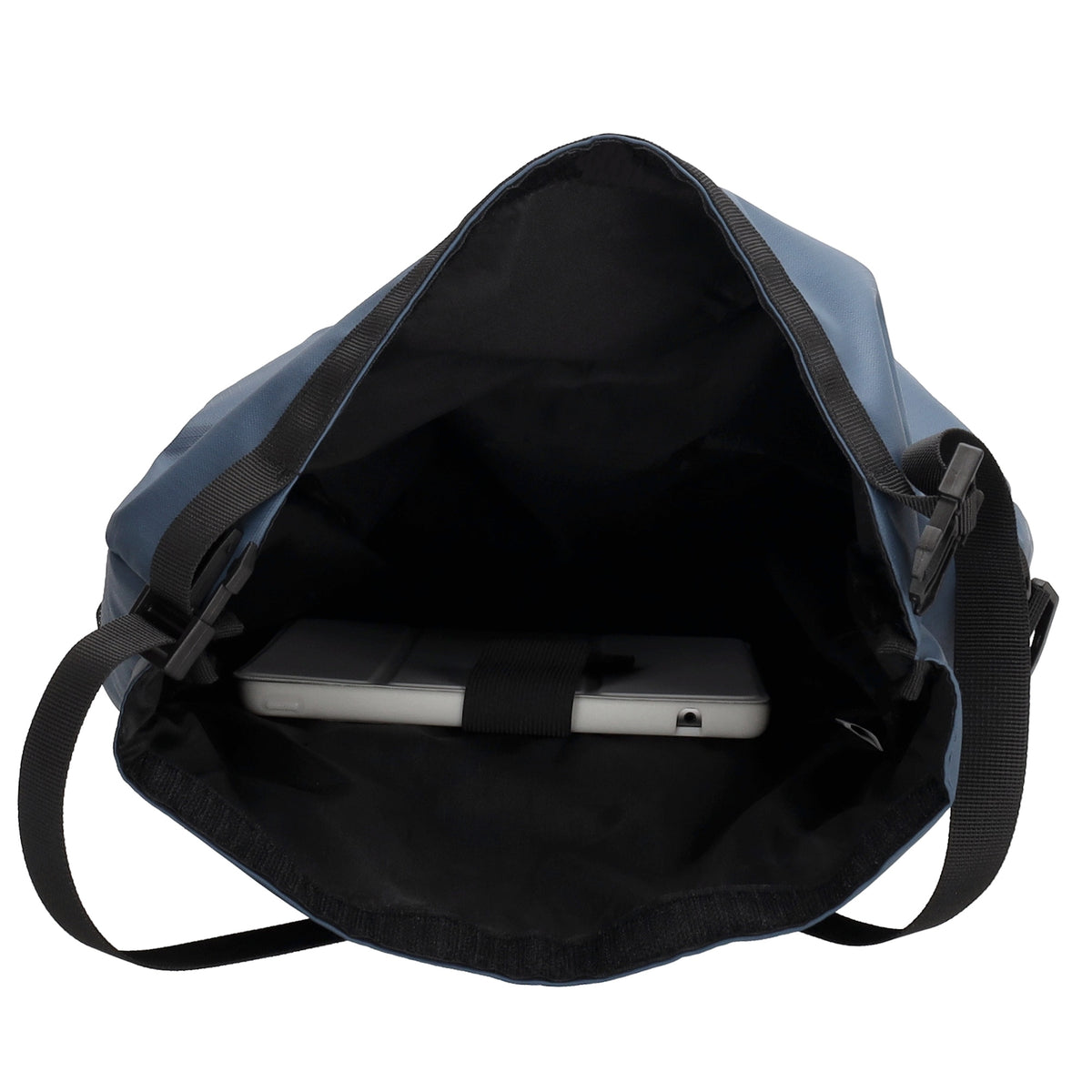Fahrradtasche|Schultertasche mit Überschlag 48x26cm in Blau|Marine - leder-accessoires.com