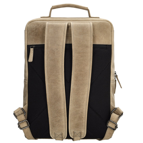 Businessrucksack 30x 41cm in Beige|Sand aus Leder - leder-accessoires.com