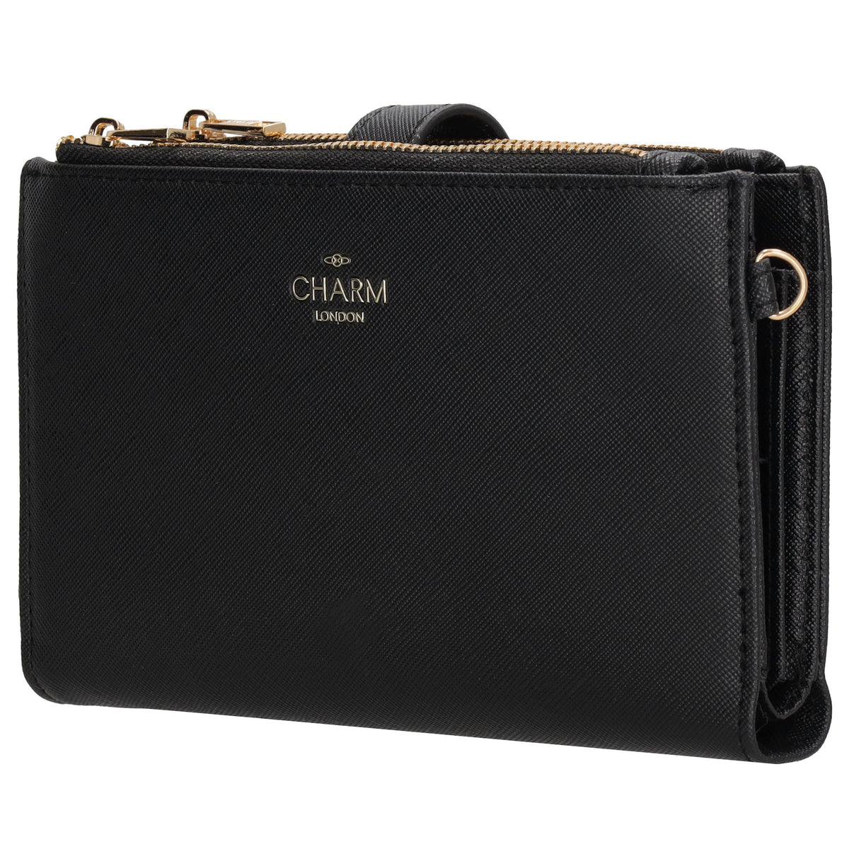 Börse|Handytasche 12x18,5cm in Schwarz mit Umhängeriemen - leder-accessoires.com