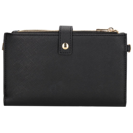 Börse|Handytasche 12x18,5cm in Schwarz mit Umhängeriemen - leder-accessoires.com