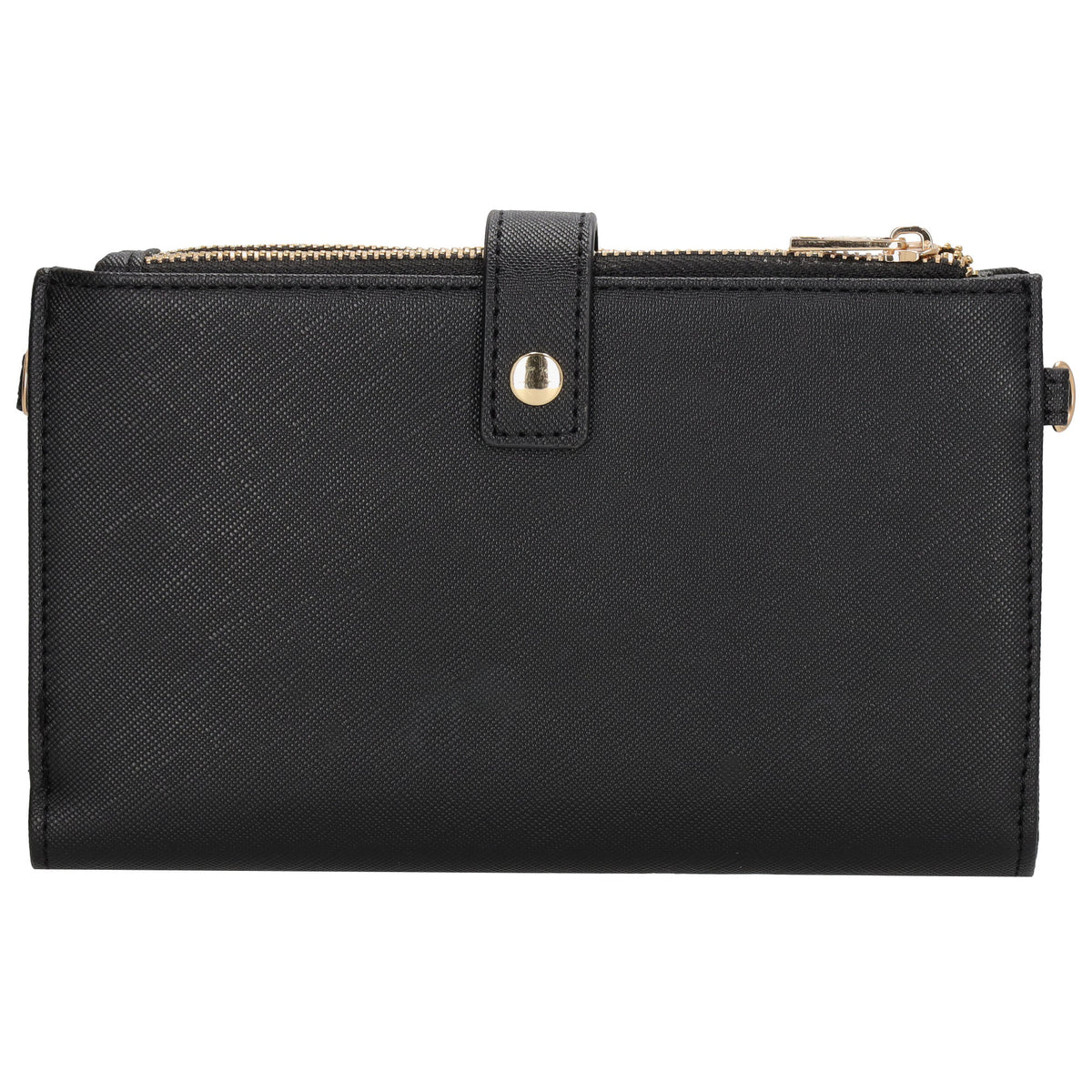 Börse|Handytasche 12x18,5cm in Schwarz mit Umhängeriemen - leder-accessoires.com