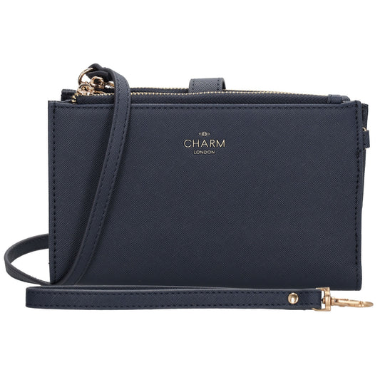 Börse|Handytasche 12x18,5cm in Blau mit Umhängeriemen - leder-accessoires.com