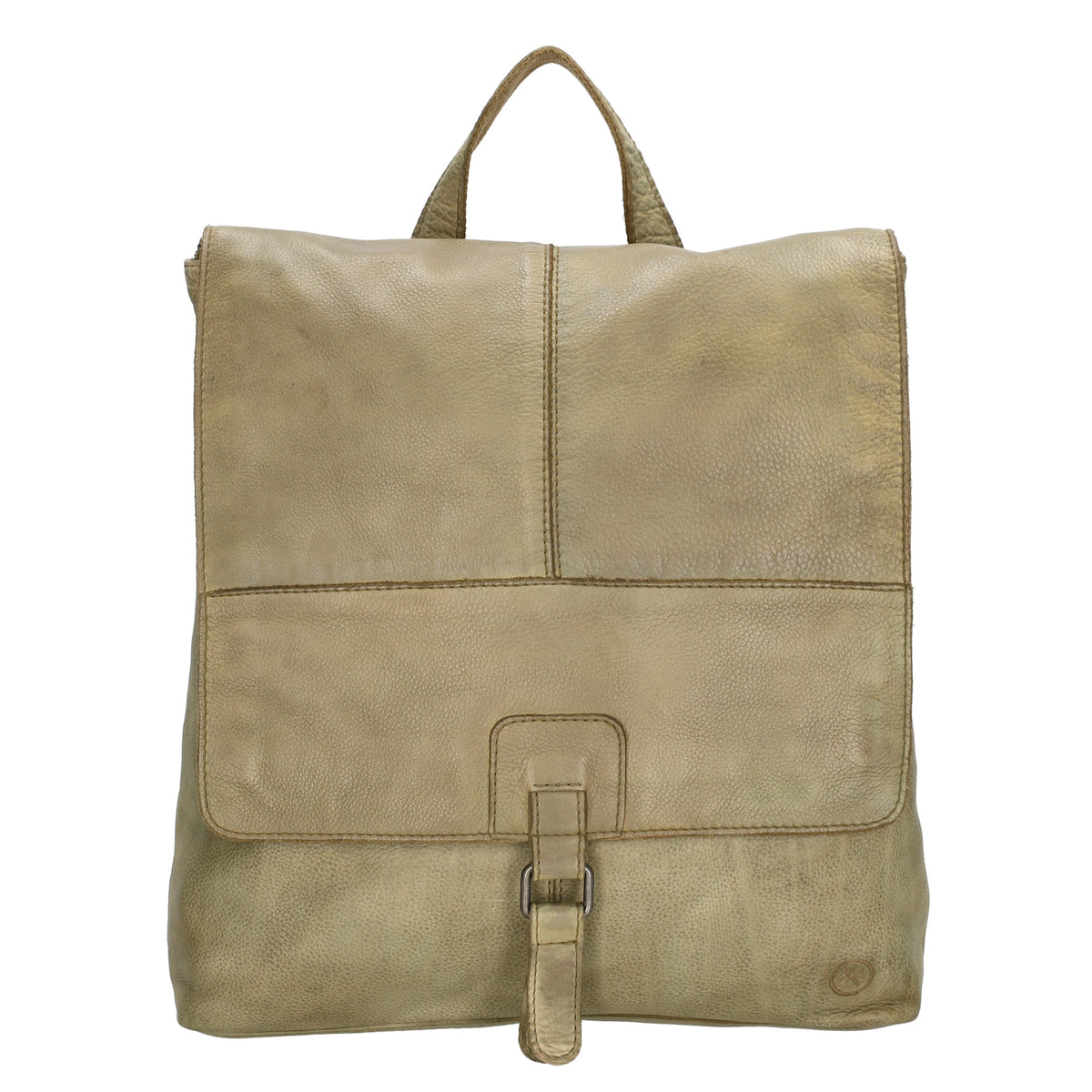 Rucksack| Tasche 33 x 34cm in Sand| Beige aus Leder mit Überschlag - leder-accessoires.com