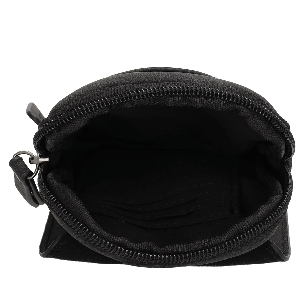 Handytasche aus Kunstleder 20x11cm in Schwarz mit Textilriemen - leder-accessoires.com